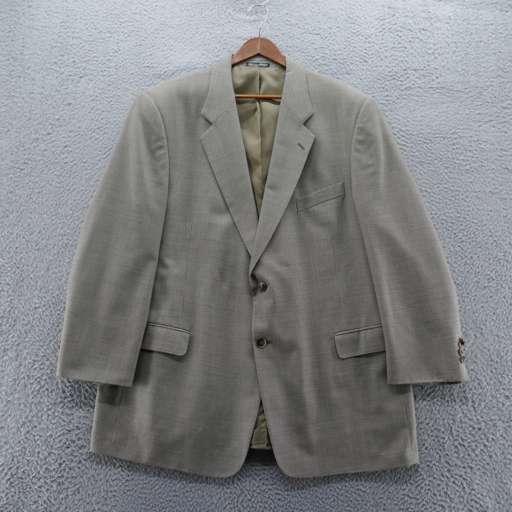 Kilburne and Finch Men 48L Wool Blend Blazer Olive Micro Check Sport Coat Jacket